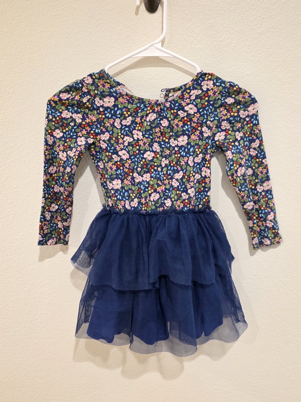 Mini Boden Navy Floral Tulle Tiered Dress